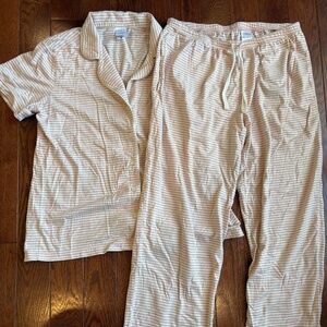 Hanna Andersson Women Pima Cotton Button Up Pajama Set Pink Stripe MED EUC